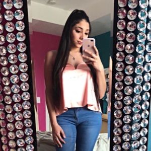 Forever 21 Pink Satin Strapless top